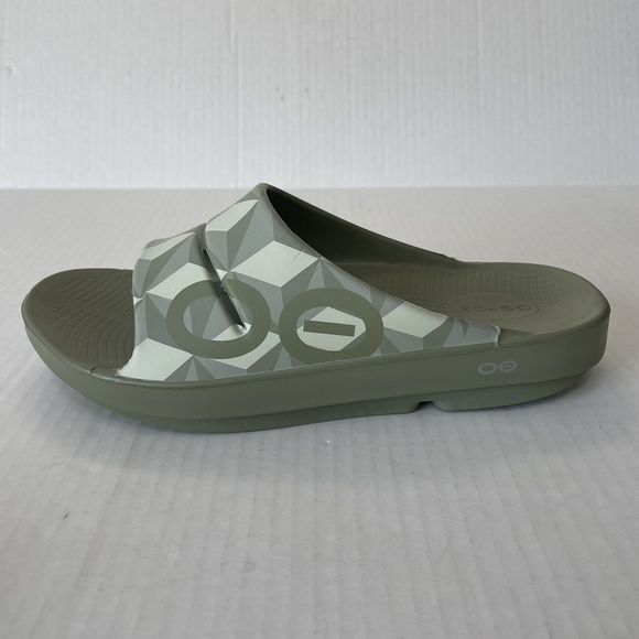 OOfos Ooahh Limited Unisex Fractal Green Post Running Recovery Sandals M 10 W 12 - Picture 3 of 6